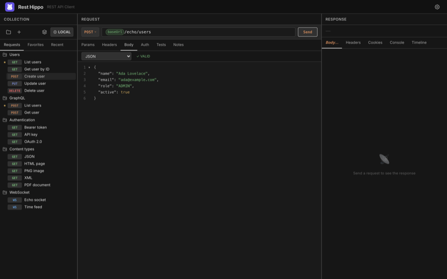 A JSON request body