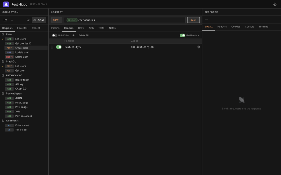 The Headers tab